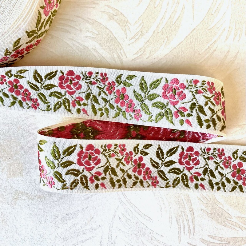 Pink Floral Jacquard-Pink-By the Yard & 36 Yard Roll