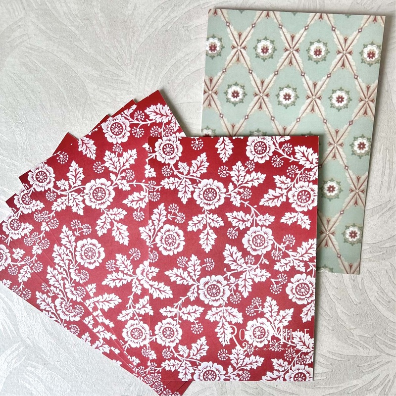 Red Lattice - Layering Cards-Single Card & Set of 6 Cards