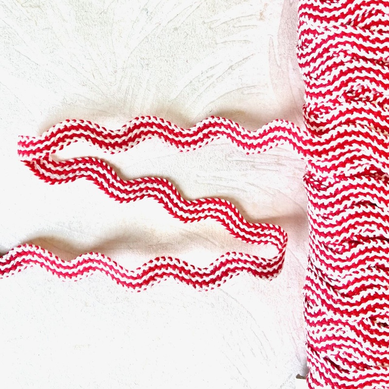 Red & White Ric Rac-Red, White