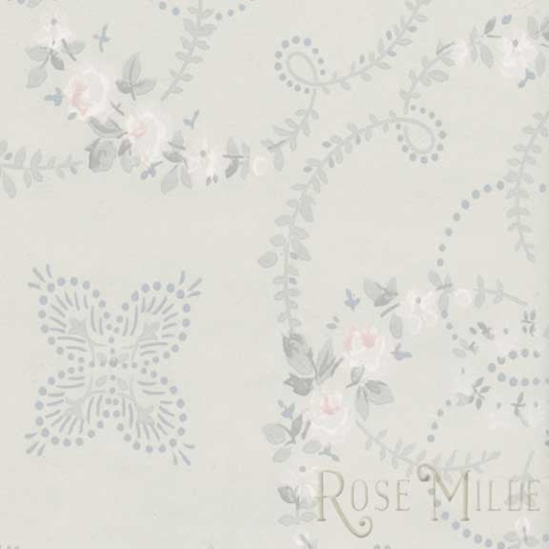 Rosebud Garland in Blue - Signature Vintage Scrapbook Papers