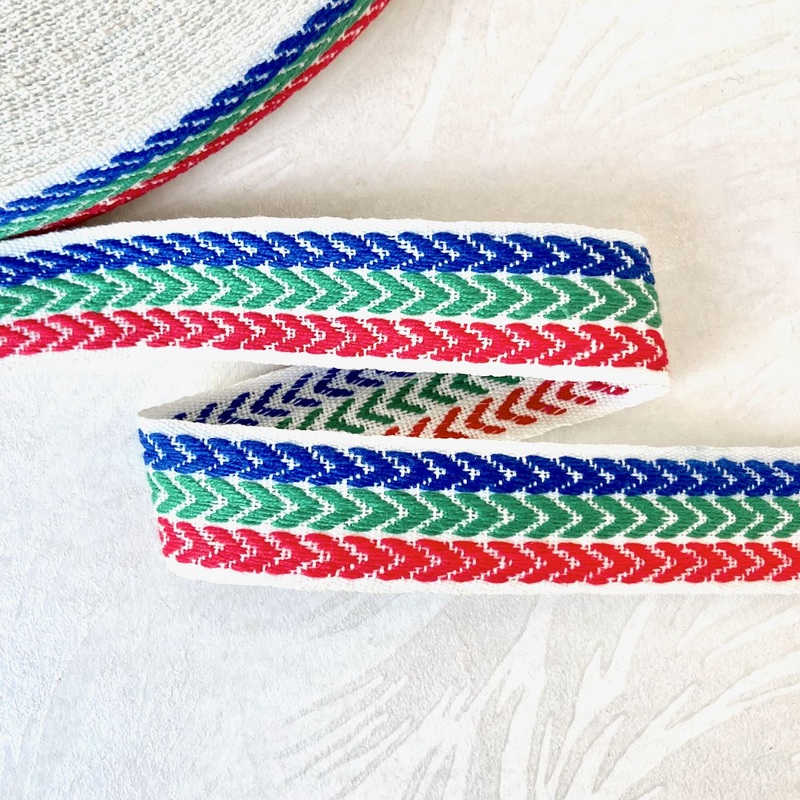 Arrows Jacquard - Vintage-Blue, Green, Red on White-By the Yard & 72 Yard Roll