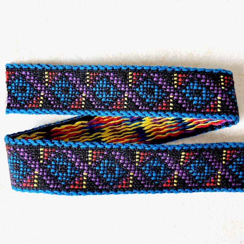 Aztec Jacquard-Blue, Purple, Red, Yellow on Black