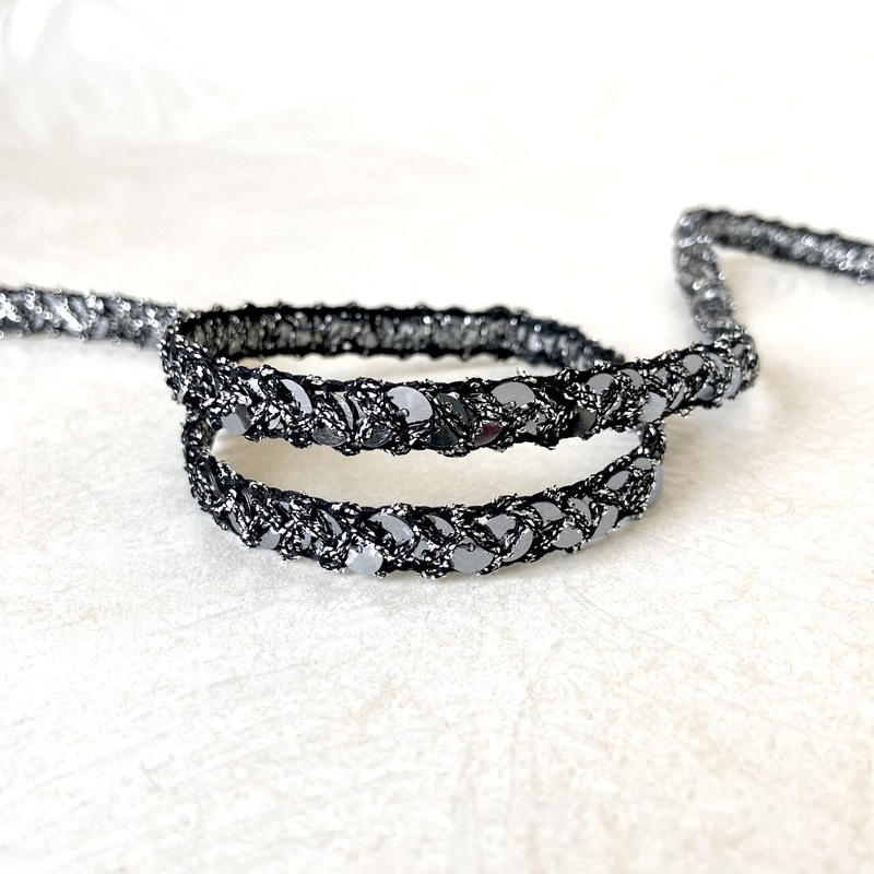 Black Sequin Trim-Black