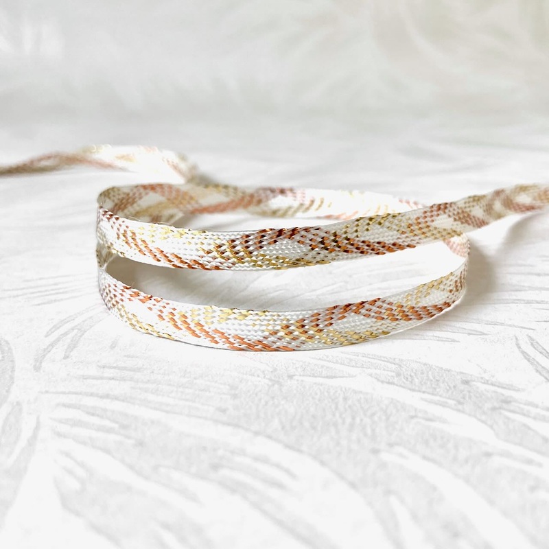 Flat Metallic Middy Braid-Light Gold & Copper on White