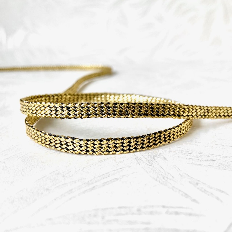 Flat Metallic Tubular Braid-Black & Gold