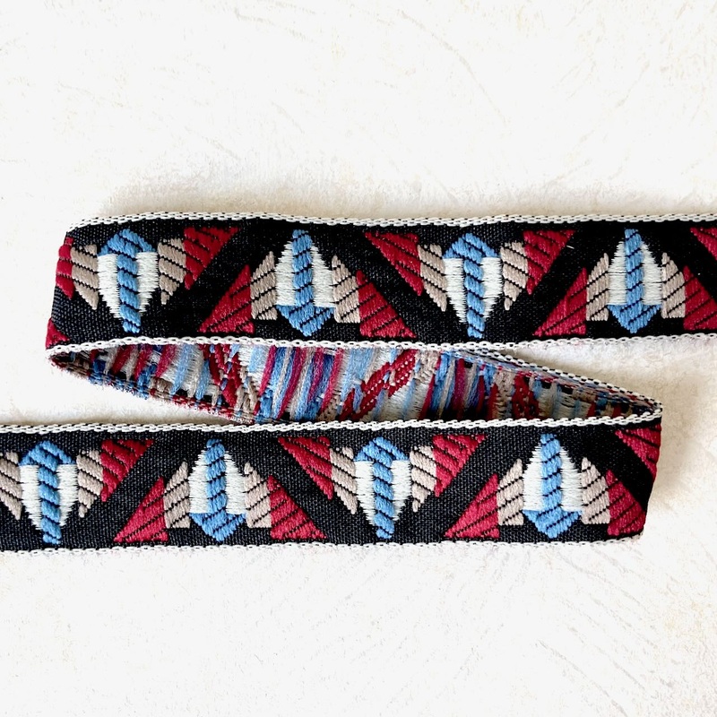 Geometric Jacquard-Blue, Red, Brown, Black