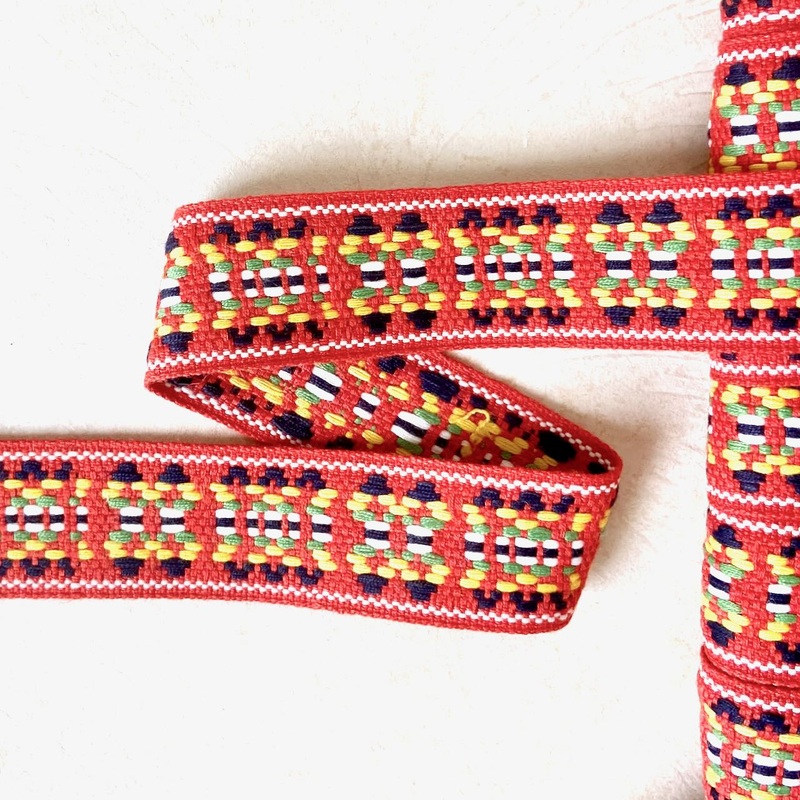 Geometric Jacquard-Yellow & Green on Orange