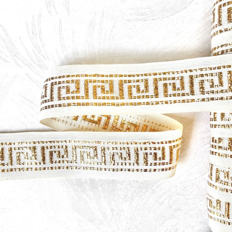 Greek Key Metallic Jacquard - Vintage