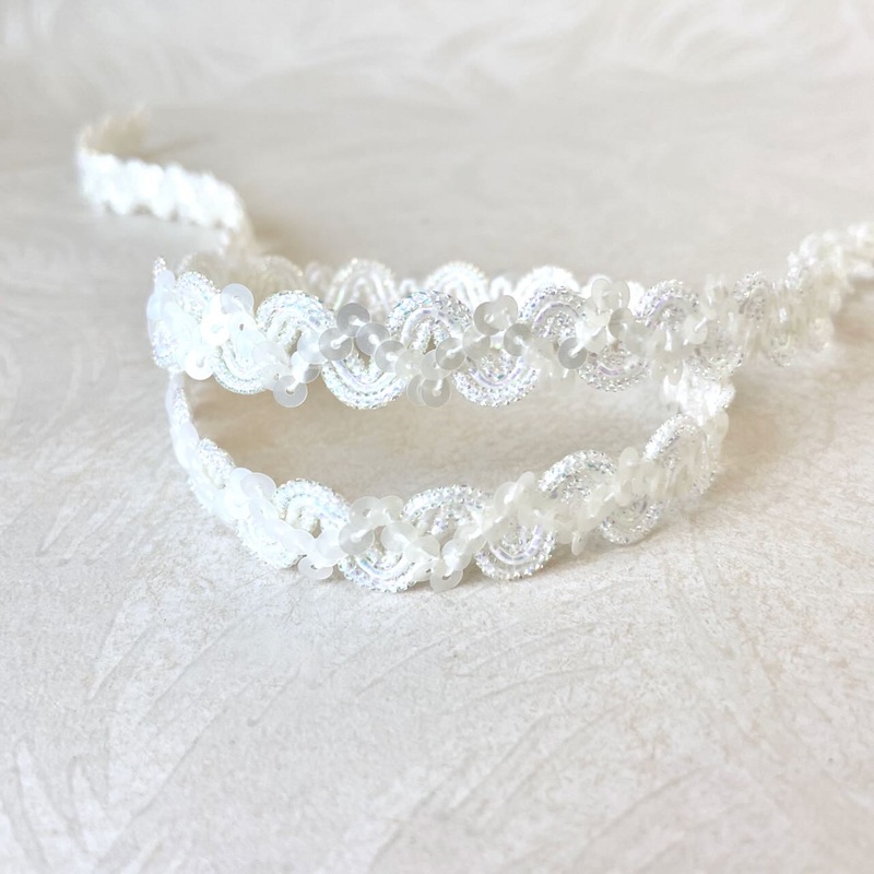 Iridescent White Sequin Trim-Iridescent White