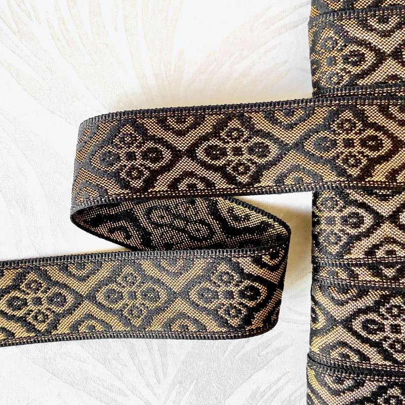 Metallic Diamond Jacquard-Black & Gold-By the Yard & 36 Yard Roll