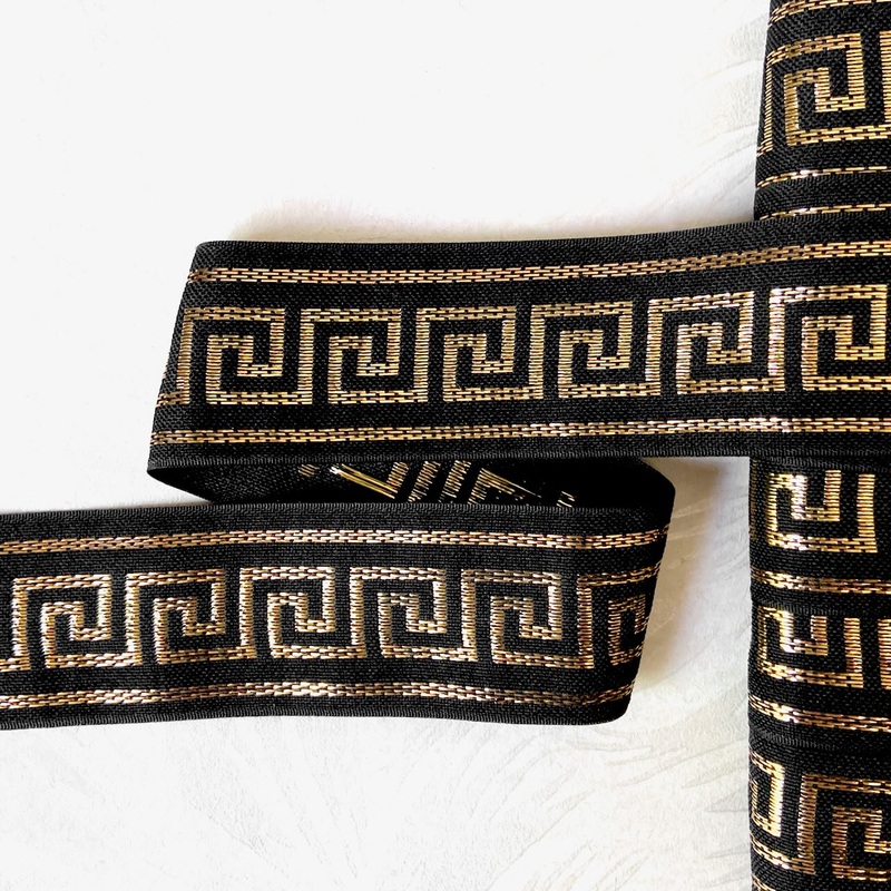 Metallic Greek Key Jacquard-Gold & Black