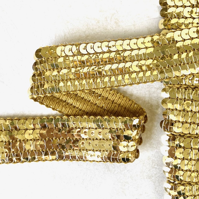 Non-Stretch Gold Sequin Trim-Gold