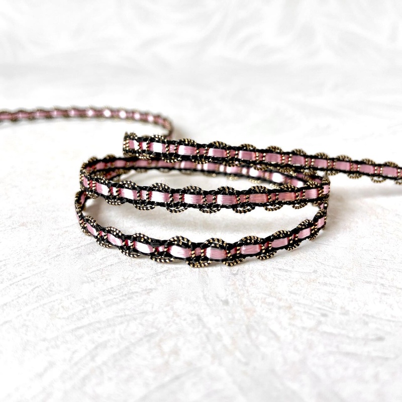 Pink & Black Metallic Trim-Pink & Black