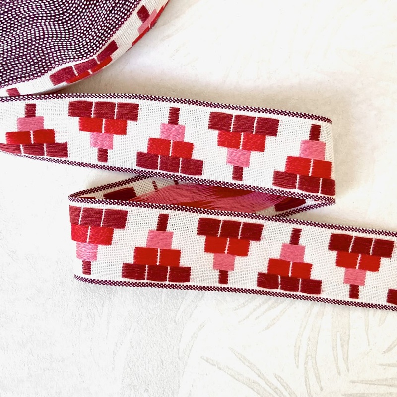 Pyramid Jacquard-Red on White-By the Yard & 36 Yard Roll