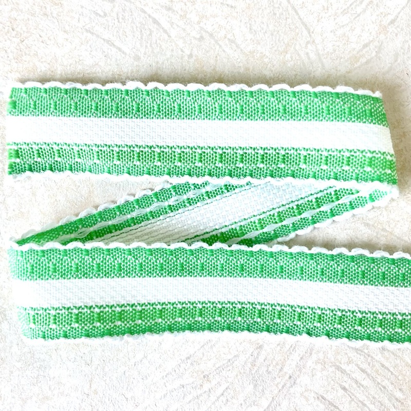 Scalloped Stripe Ribbon-Green