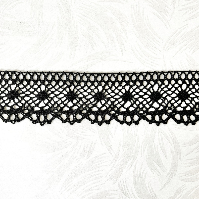 Scalloped Wool Cluny Lace-Black-By the Yard & 36 Yard Board