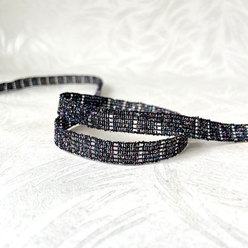 Sparkly Black Flat Lace Braid-Black