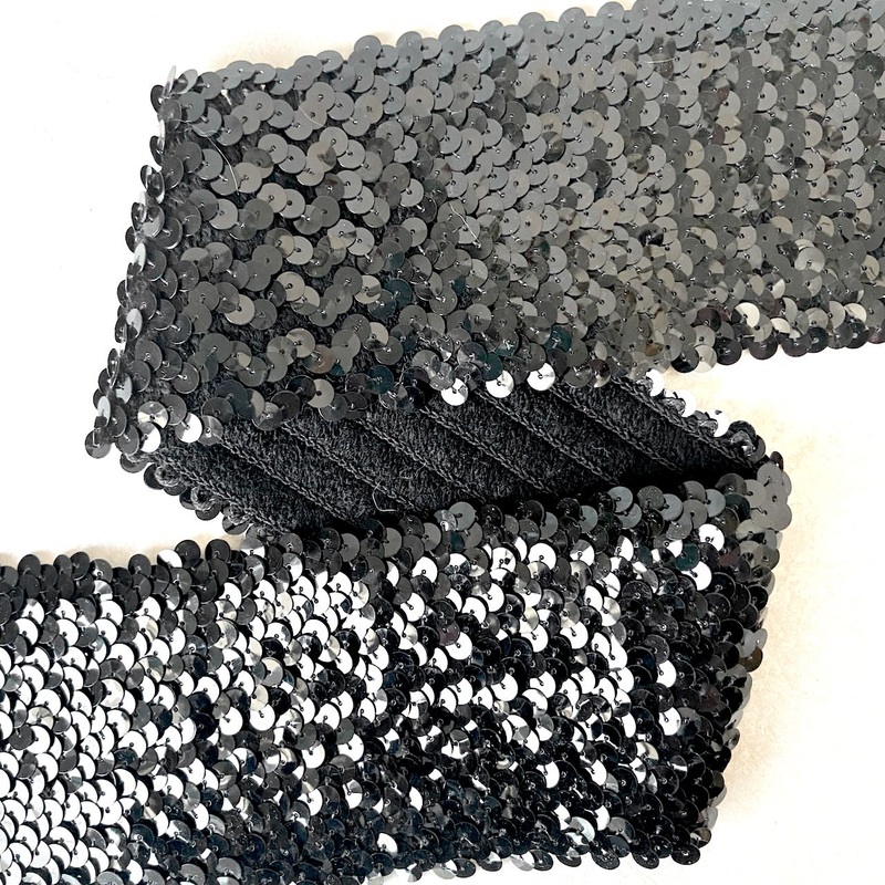 Stretch Sequin Costume Trim-Black