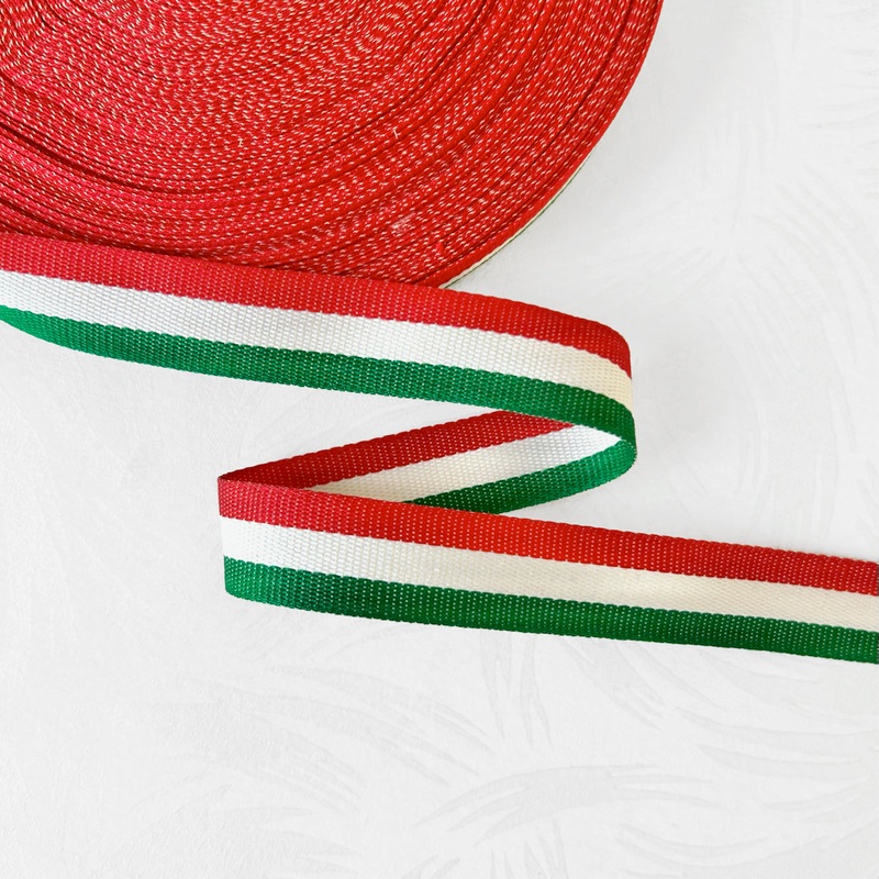 Striped Cotton Tape-Red, White, Green