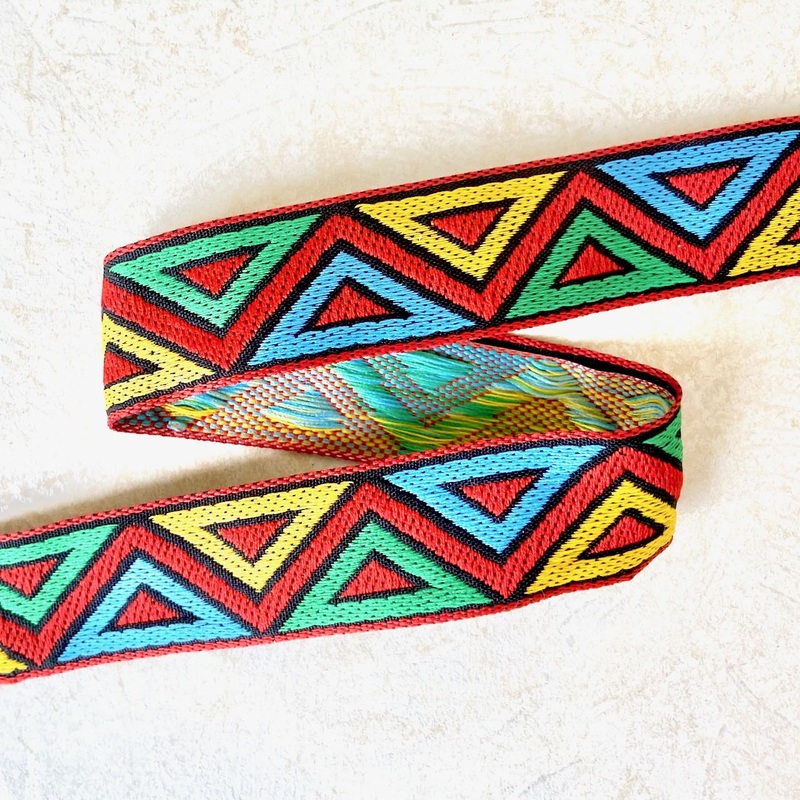 Triangle Zig Zag Jacquard-Yellow & Green on Orange