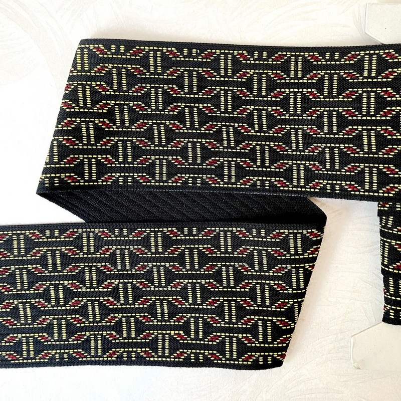 Wide Geometric Jacquard-Red & Yellow on Black