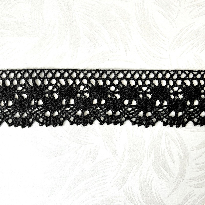 Wide Wool Cluny Lace-Black-By the Yard & 36 Yard Board & 72 Yard Roll