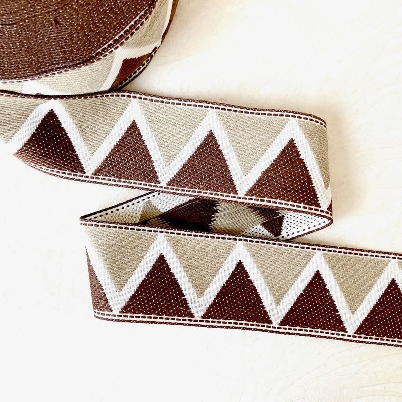 Zig Zag Triangle Jacquard-Brown-By the Yard & 36 Yard Roll