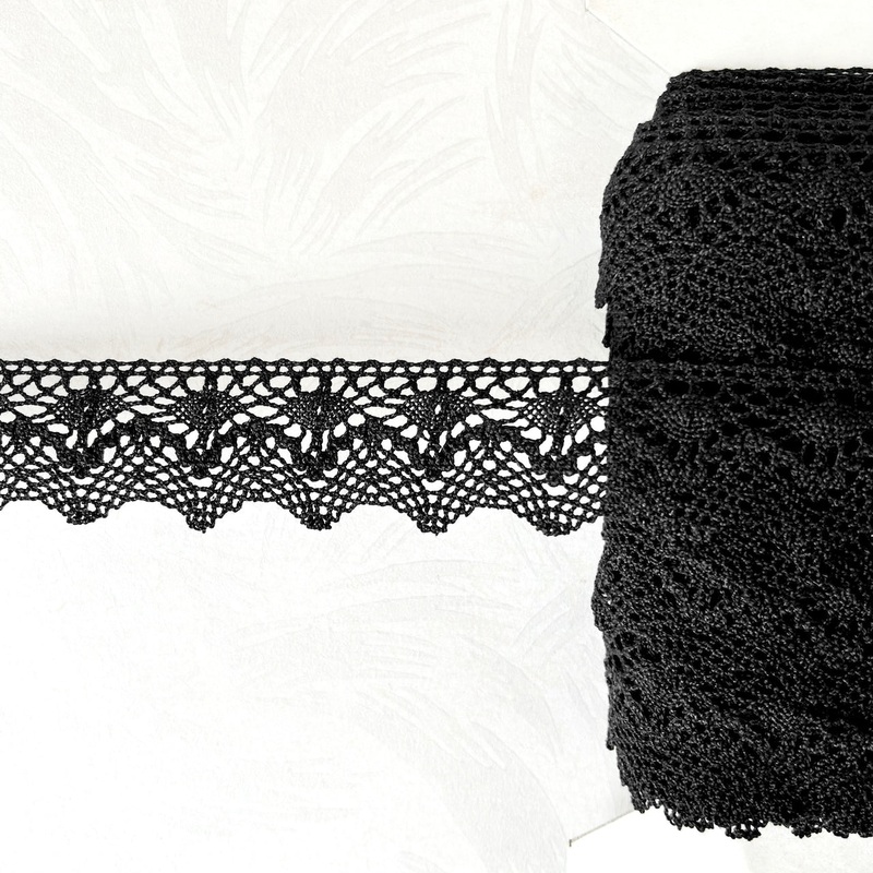Black Cluny Lace Edge-Black