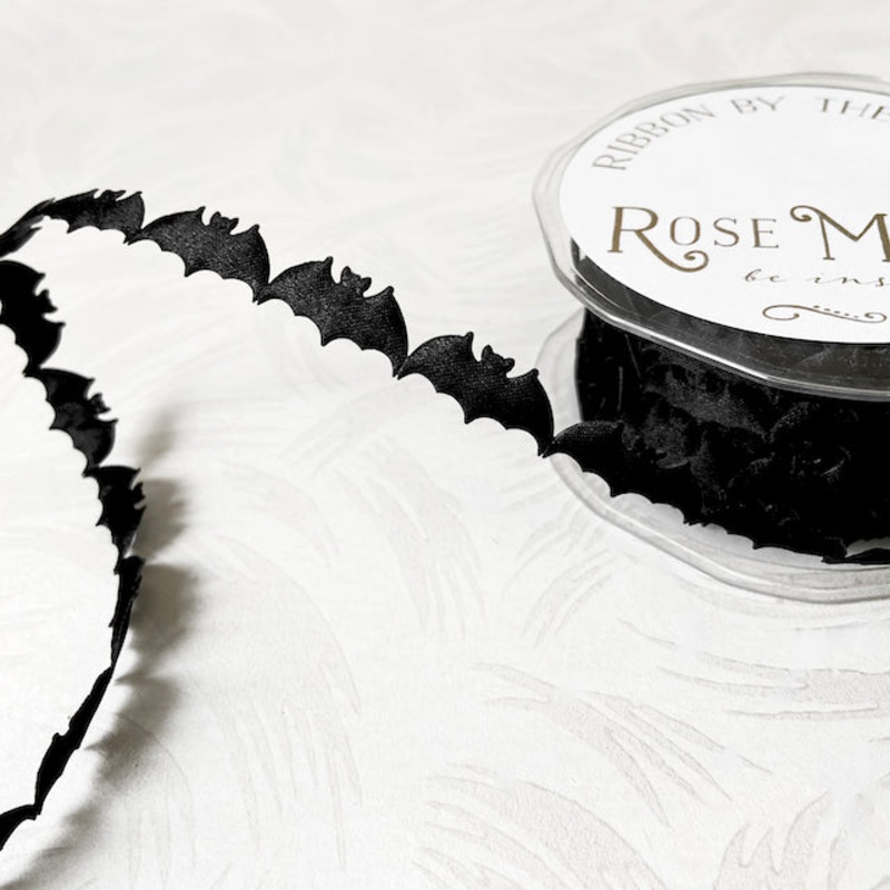 Black Satin Bats Cutout Ribbon