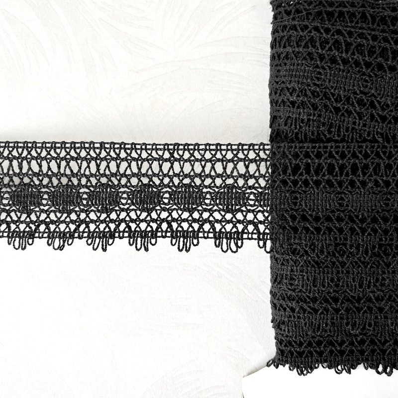Circle & Scallop Cluny Lace-Black-By the Yard & 36 Yard Board