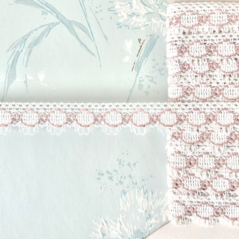 Cotton Cluny Lace-Dusty Rose on White
