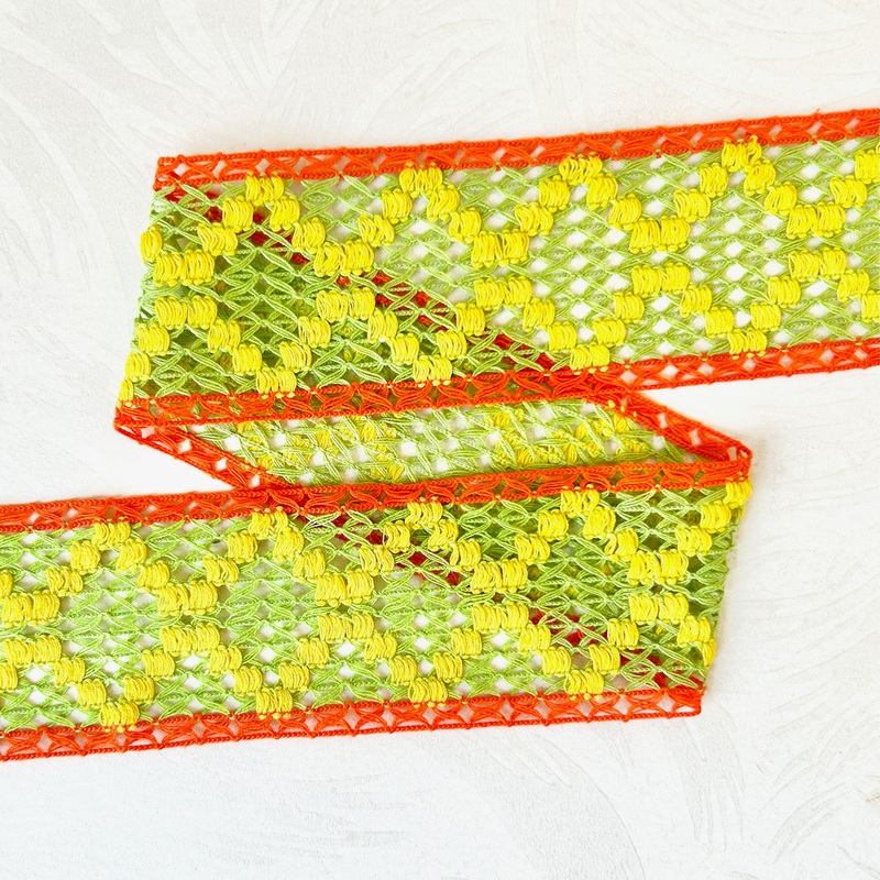 Diamond Cluny Lace-Orange Yellow Green