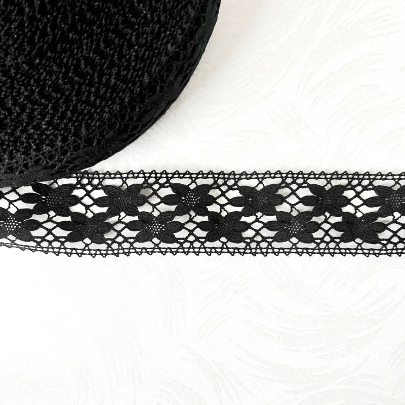Floral Cluny Lace-Black