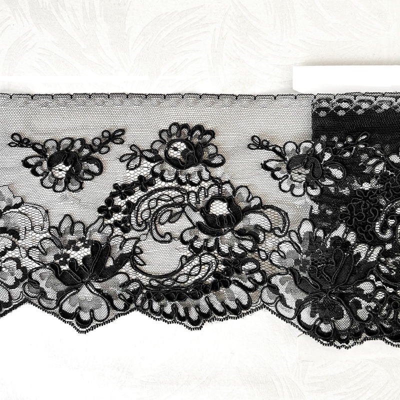 Floral Embellished Lace-Black