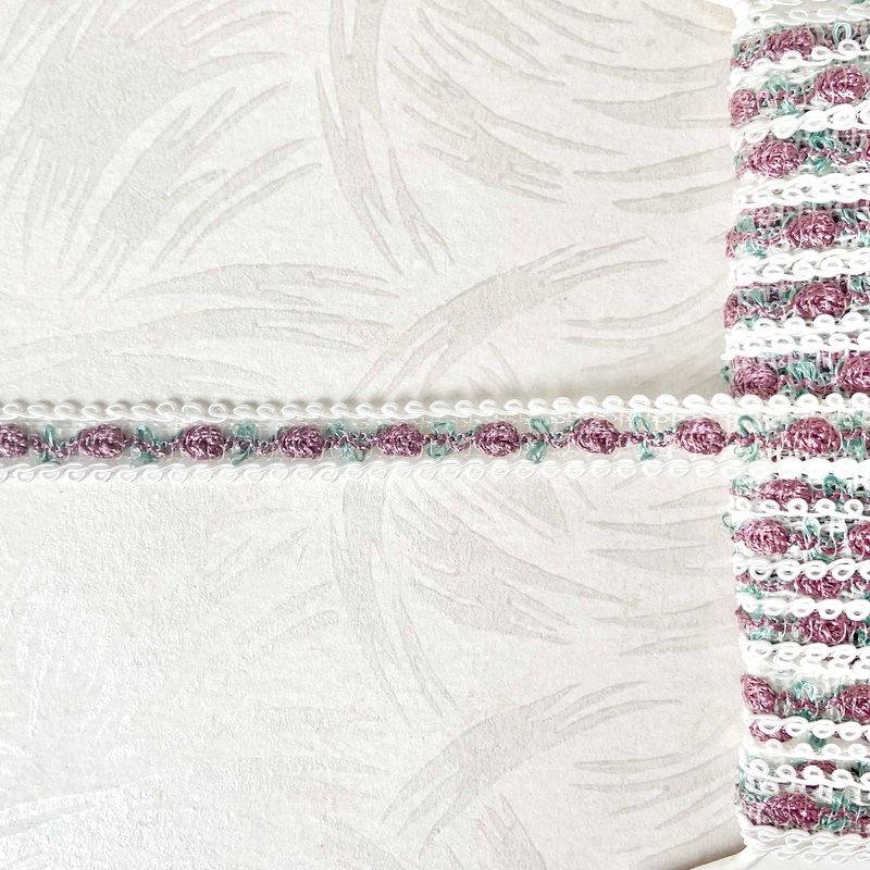 Floral Rococo Ladder Braid-Mauve & White-By the Yard & 36 Yard Board