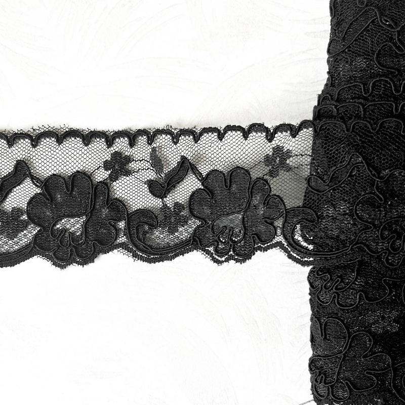 Floral Scalloped Black Alencon Lace