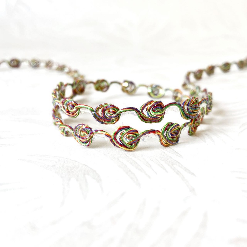 Iridescent Rainbow Rosebud Rococo Braid