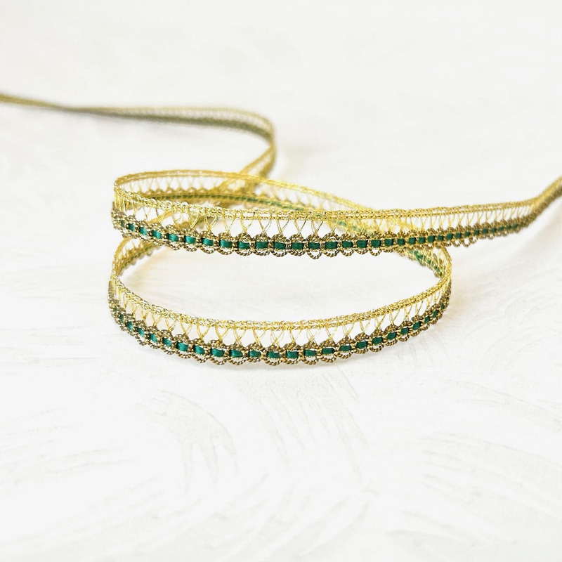Metallic Braid w/ Inset-Gold & Green