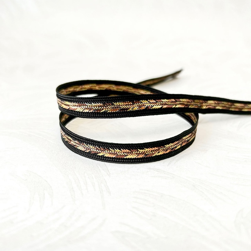 Metallic Center Stripe Braid-Copper, Gold, Black