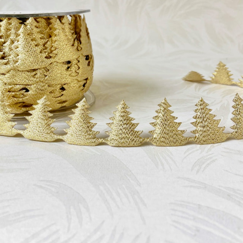 Metallic Christmas Tree Cutout Ribbon