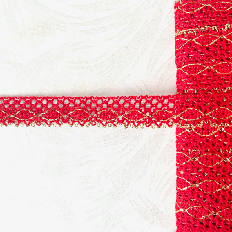 Metallic Edge Cluny Lace-Red & Gold