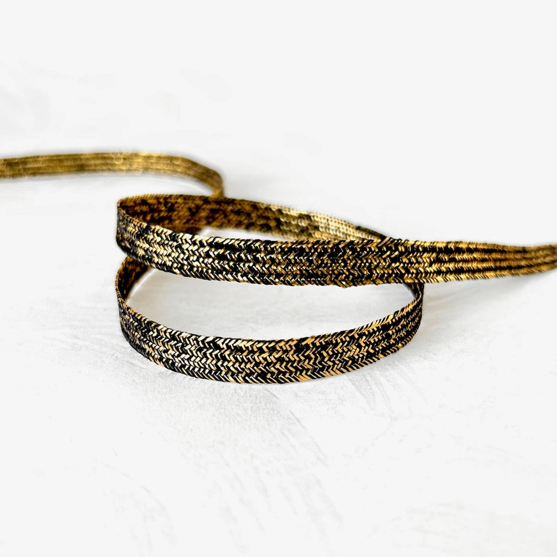 Metallic Flat Braid-Black & Gold
