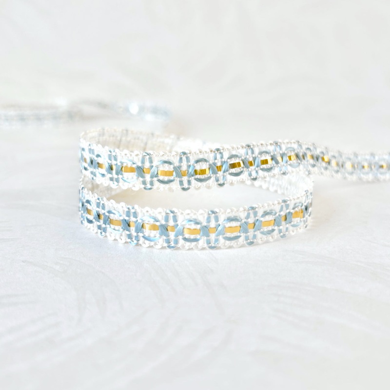 Metallic Gimp Braid-Blue, Gold & White