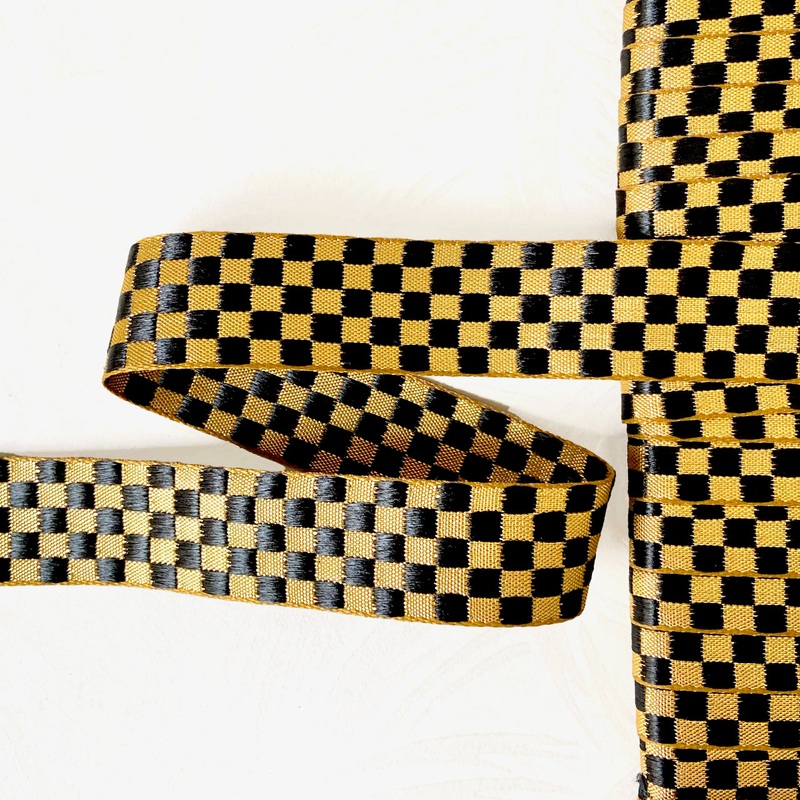 Metallic Gold Checkered Jacquard