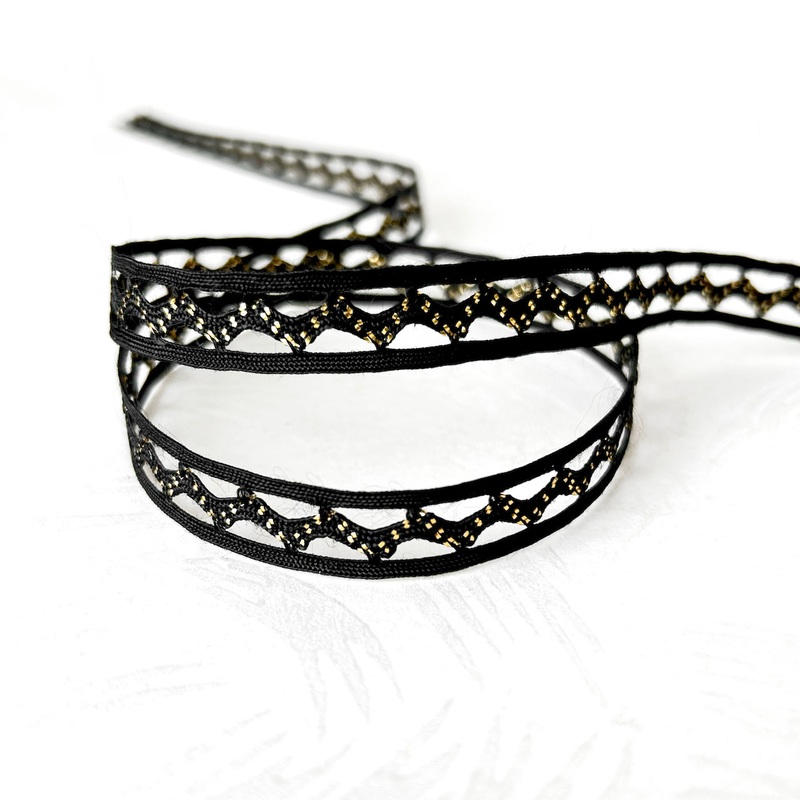Metallic Ric Rac Braid-Black & Gold