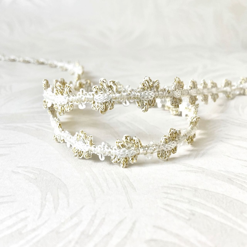 Metallic Rococo Braid-White & Gold-By the Yard & 144 Yard Roll