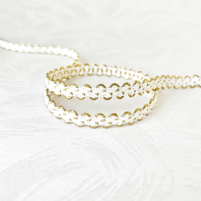 Metallic Scroll Gimp Braid-Gold & White