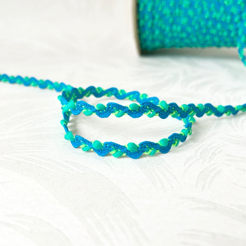 Picot Edge Rick Rack-Blue & Green-By the Yard & 144 Yard Roll