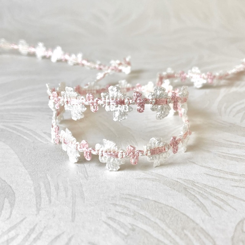 Pink & White Flower Rococo Braid