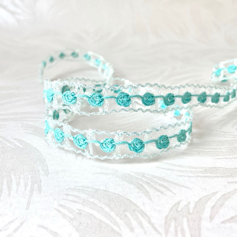 Rosebud Lattice Rococo Braid-Green Pearl